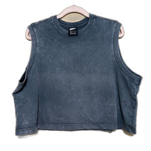 Nike Crop Sleeveless Tank Top Womens XXL 2XL Mineral Wash Gray Logo Just Do It
